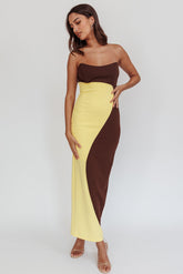 Regent Strapless Maxi Dress Cedar Yellow